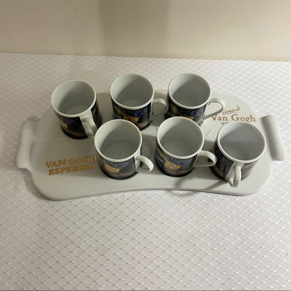 Van Gogh Gear Espresso cups Vodka shot glasses & party serving tray. - Picture 1 of 11